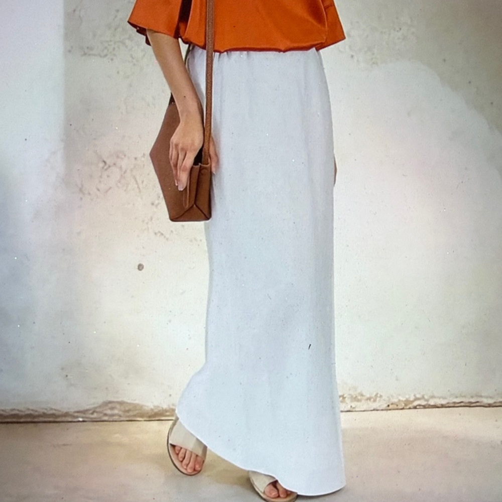 Chic white Italian linen Maxi Skirt